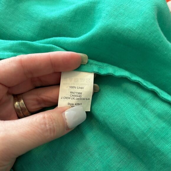 J. Crew the Perfect Shirt in Green Linen Button Down Sz 00 - Picture 4 of 4